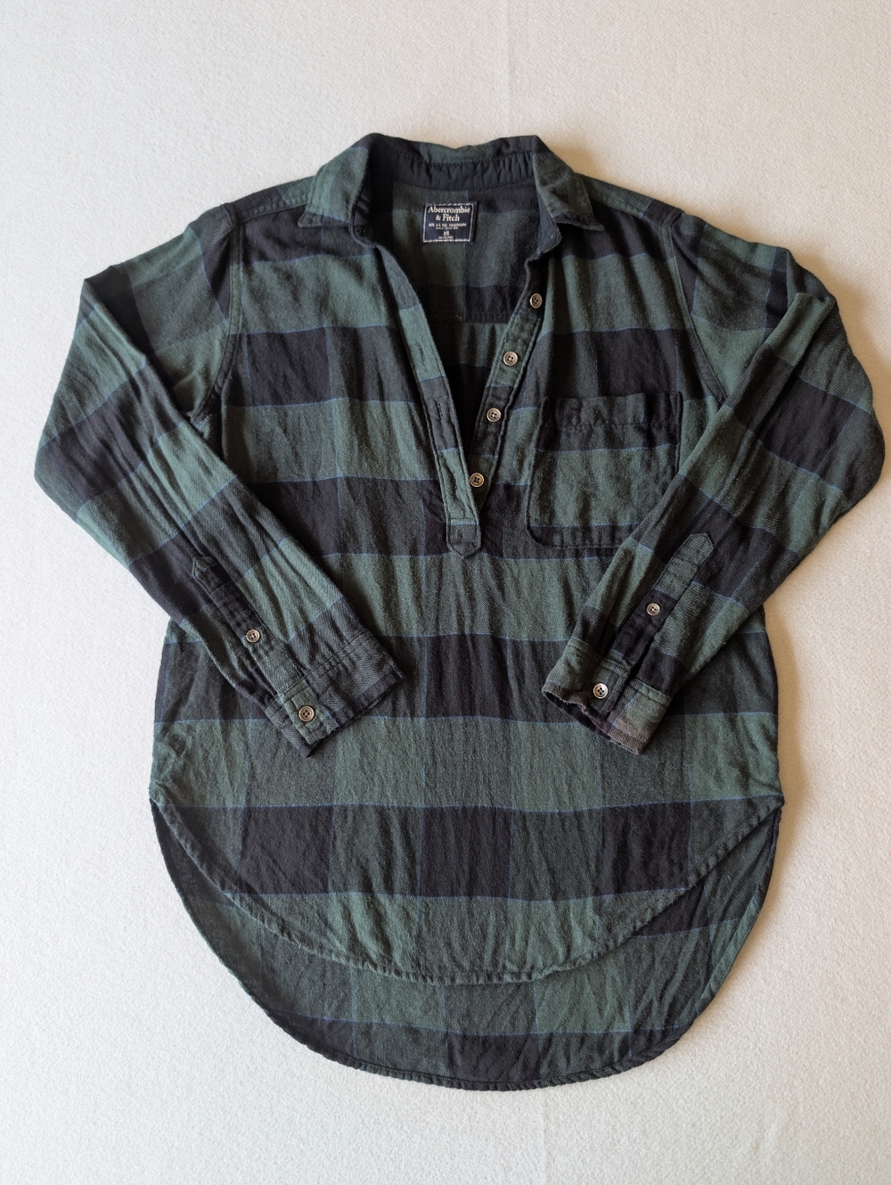Abercrombie & Fitch Women's Plaid Flannel Henley Popover Tunic Top XS Preppy Y2K - Picture 6 of 13